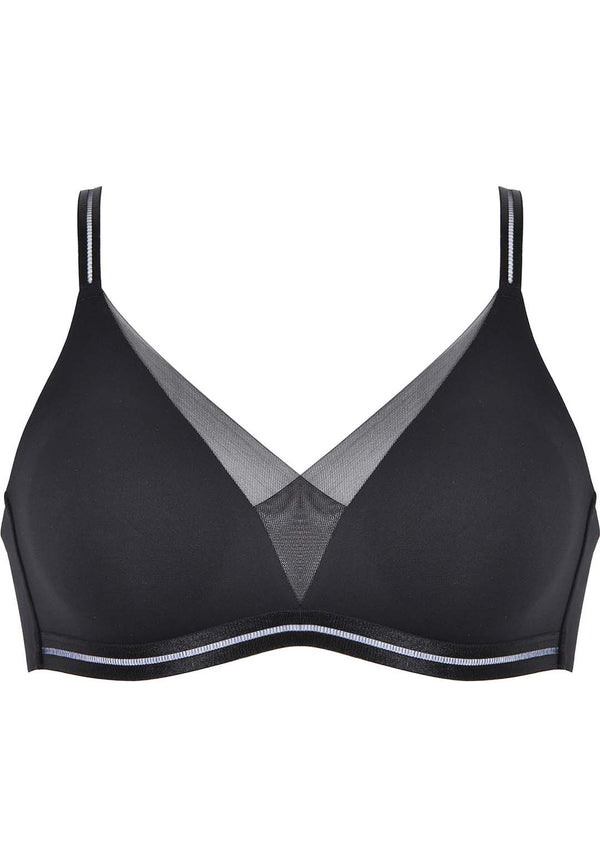 Naturana Softer Wohlfühl-BH mit Mesh-Details - Schwarz Fabrikladen