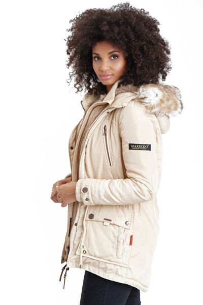 Navahoo Grinsekatze Damen lange Winterjacke mit Kapuze Valentinstagsangebot