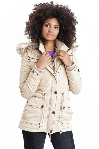 Navahoo Grinsekatze Damen lange Winterjacke mit Kapuze Valentinstagsangebot