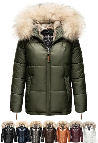 Navahoo Navahoo Tikunaa Damen Winterjacke mit Kapuze und Kunstfellkragen Vatertagsangebot
