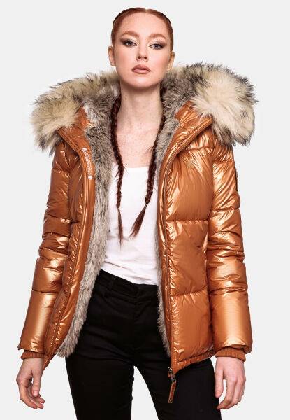 Navahoo Navahoo Tikunaa Damen Winterjacke mit Kapuze und Kunstfellkragen Vatertagsangebot