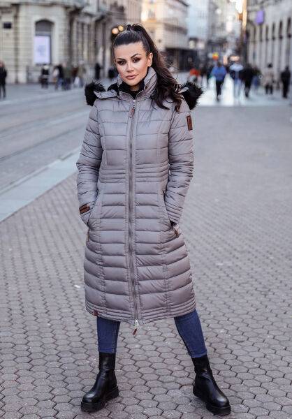 Navahoo Navahoo Umay Damen lange Winterjacke mit Fellkragen Lagerräumung