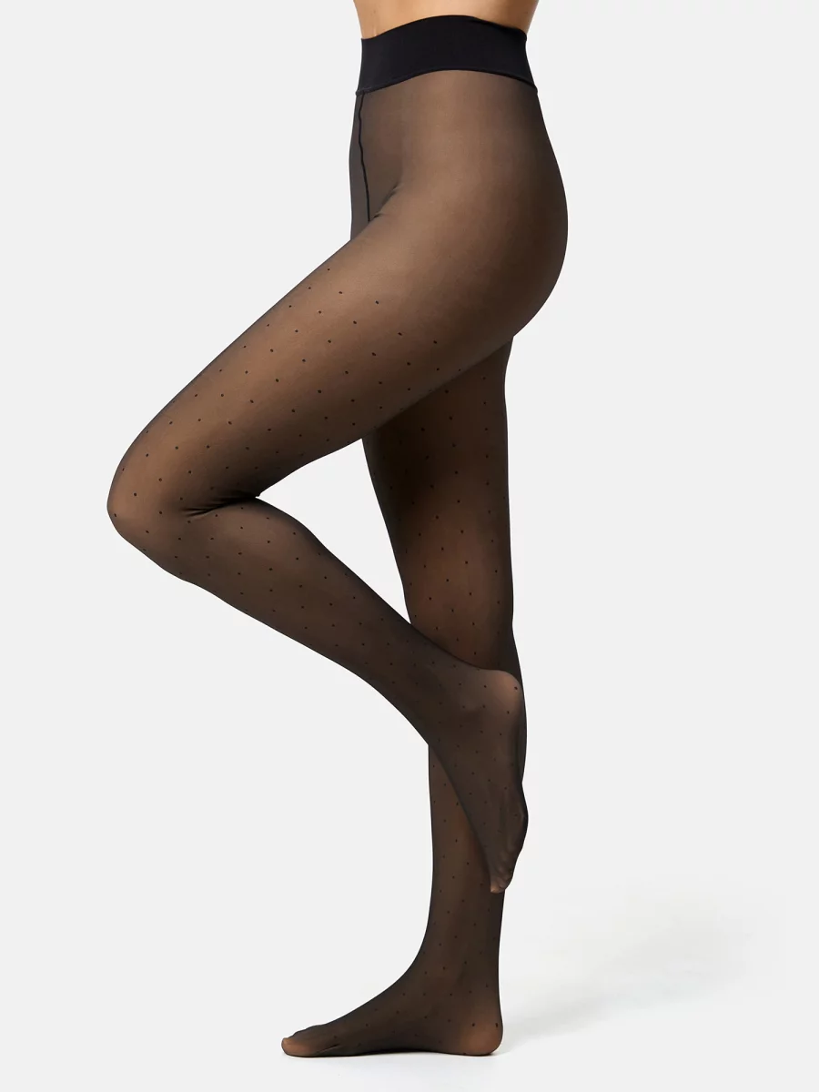 Nur Die Strumpfhose Warm & Transparent mit wärmendem Innenfleece 80 DEN Print - Punktedesign - Größe 40-44 Wochenangebot