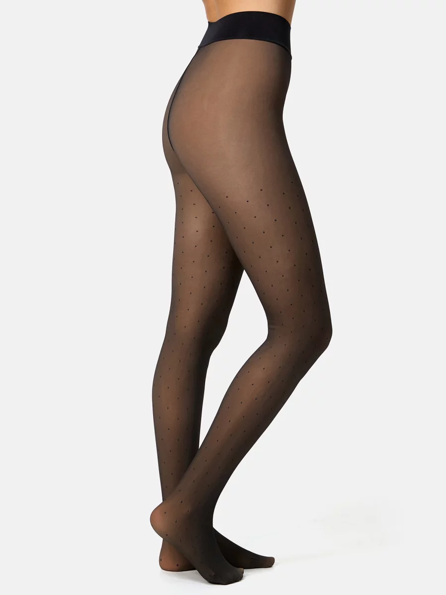 Nur Die Strumpfhose Warm & Transparent mit wärmendem Innenfleece 80 DEN Print - Punktedesign - Größe 40-44 Wochenangebot