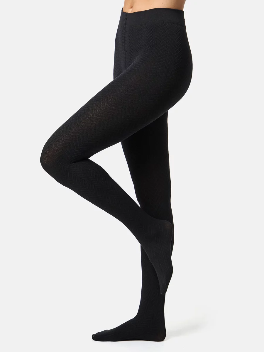 Nur Die Strumpfhose Wohlig-Warm 100 DEN - schwarz gemustert - Größe 40-44