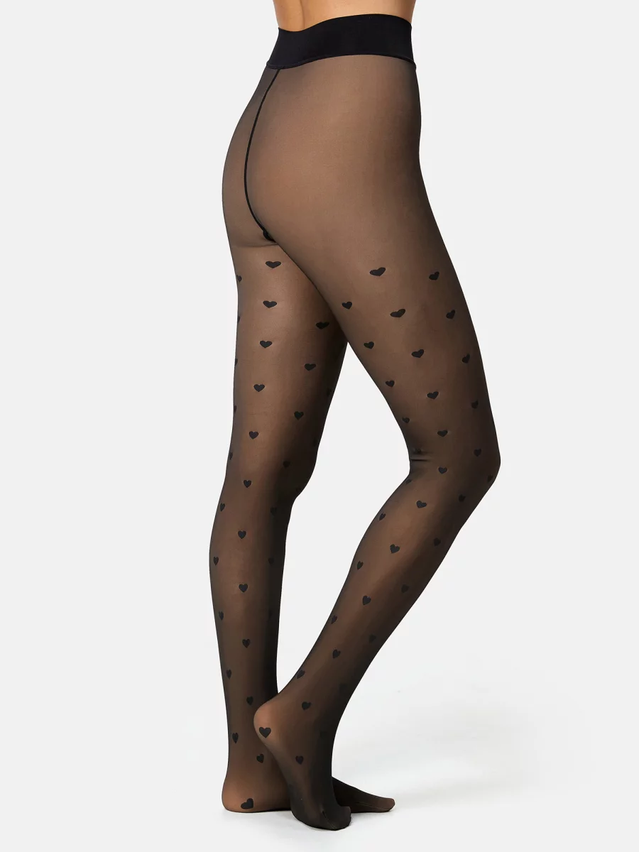 Nur Die Strumpfhose Warm & Transparent strapazierfähig 80 DEN Print - Herzdesign - Größe 40-44 Letzte 2 Tage