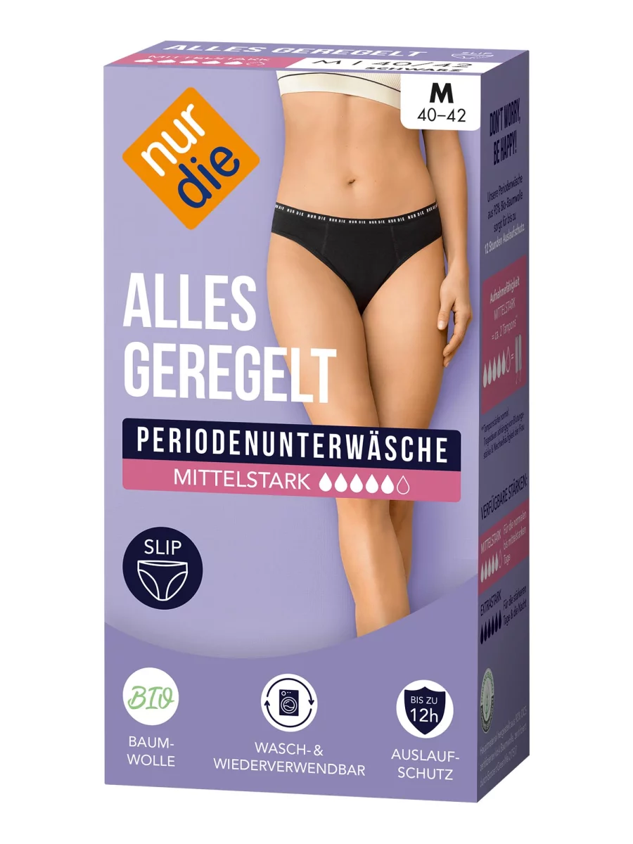 Nur Die Periodenunterwäsche Alles Geregelt Slip mittelstark - schwarz - Größe 32-34 Tiefpreis