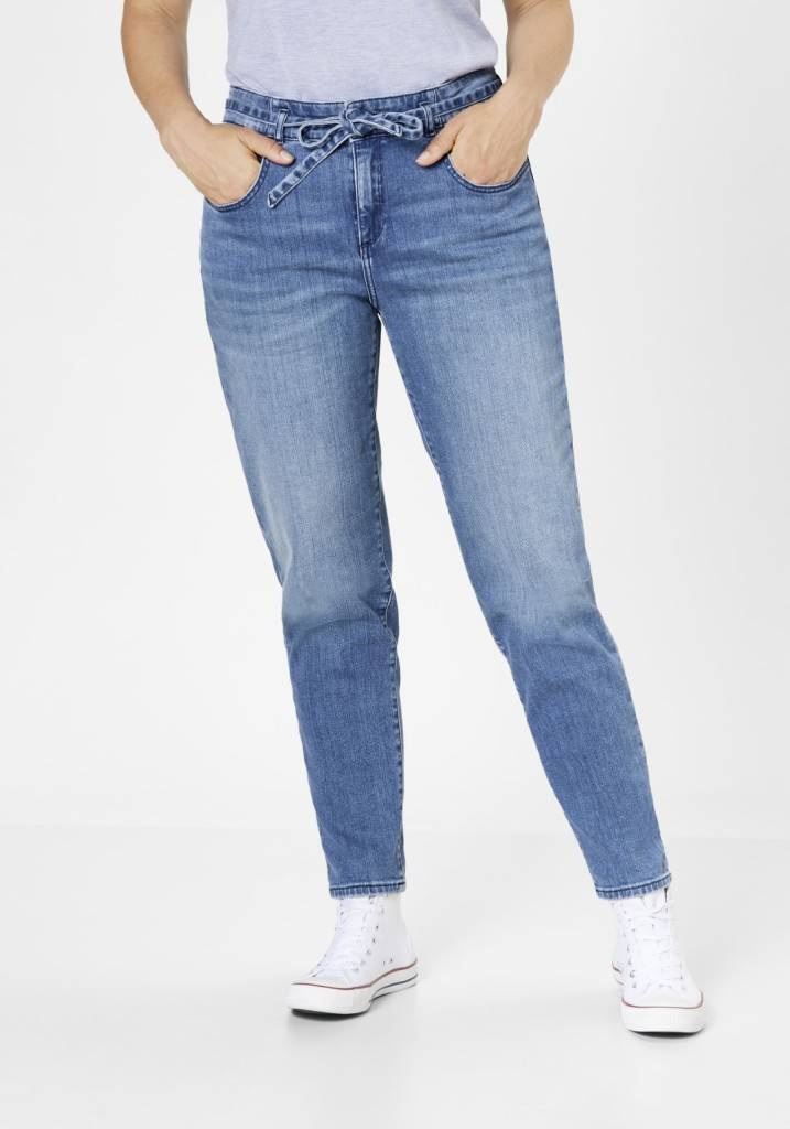Paddocks CARO SOFT DENIM bequeme Passform - mid blue heavy wash with 3D pleats Große Rabatte