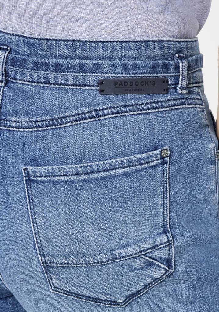 Paddocks CARO SOFT DENIM bequeme Passform - mid blue heavy wash with 3D pleats Große Rabatte