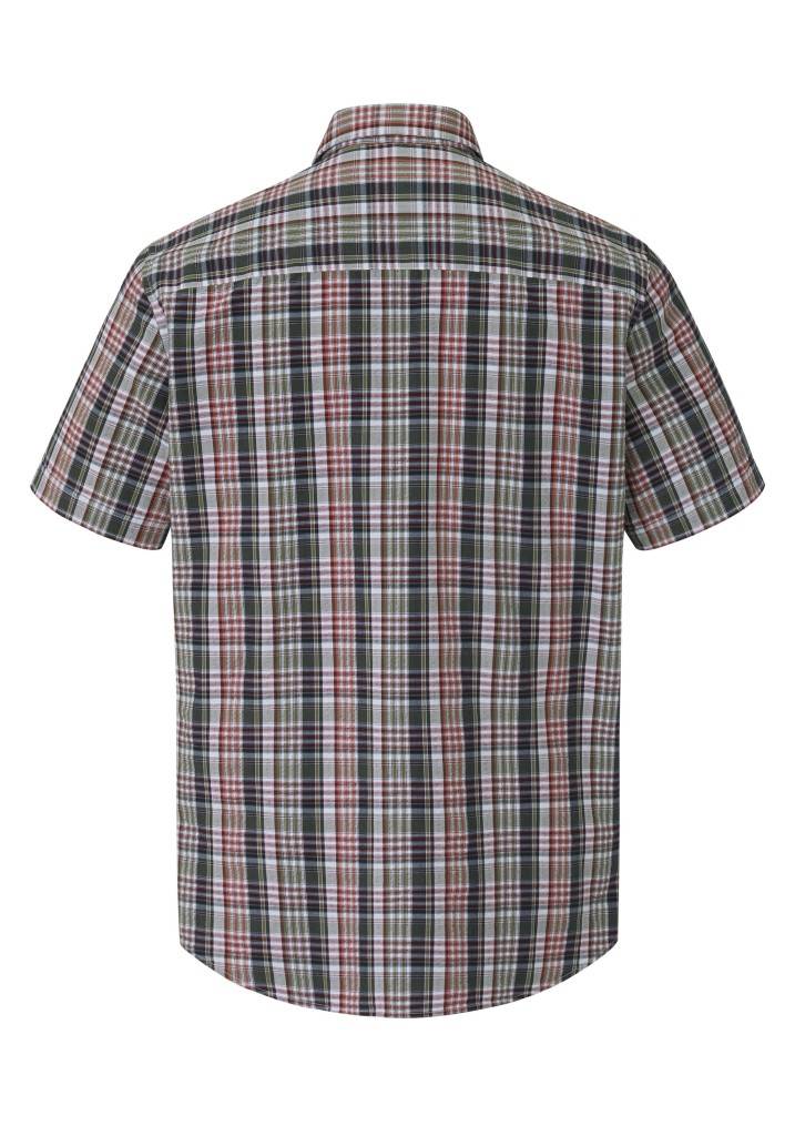 Paddocks Short sleeve seersucker check shirt normale Passform - khaki Fabrikverkauf