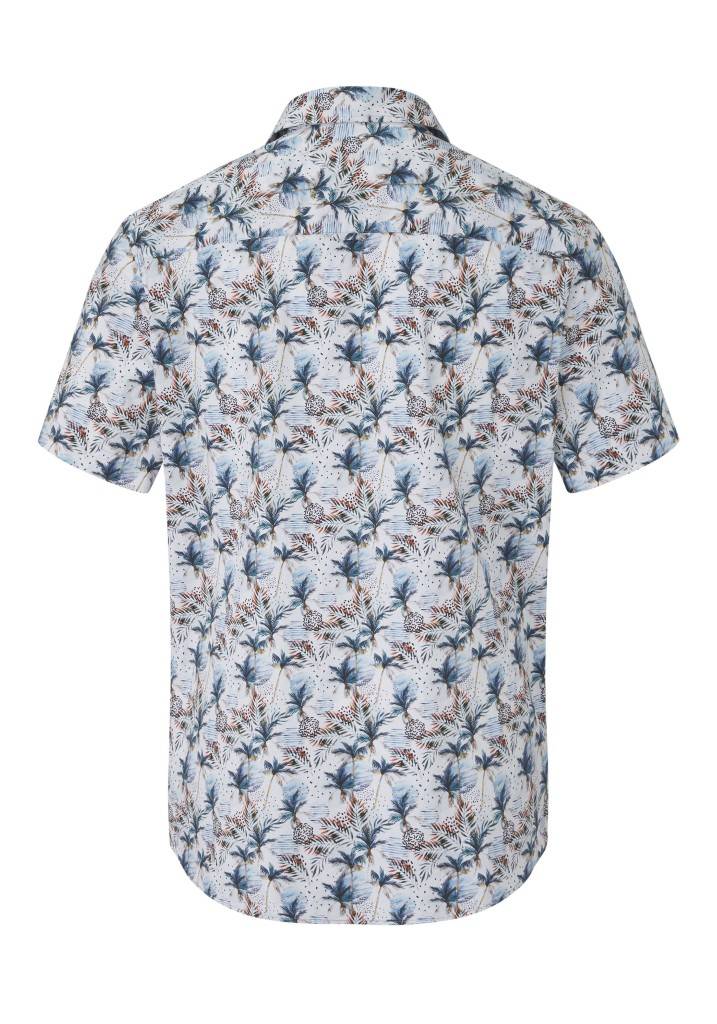 Paddocks Short sleeve all over palm print normale Passform - blue Meist gekauft