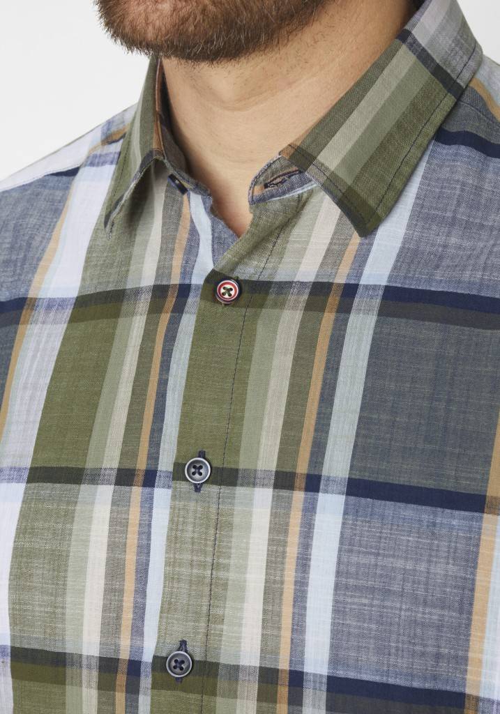 Paddocks Short sleeve shirt big check normale Passform - khaki Blitzverkäufe
