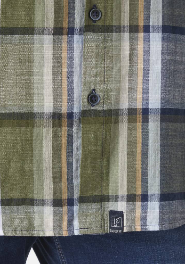 Paddocks Short sleeve shirt big check normale Passform - khaki Blitzverkäufe