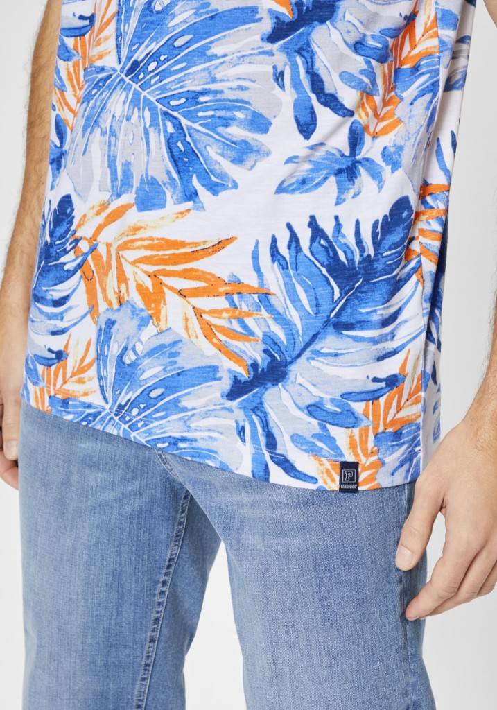 Paddocks round neck all over print normale Passform - white Kostenloser Versand