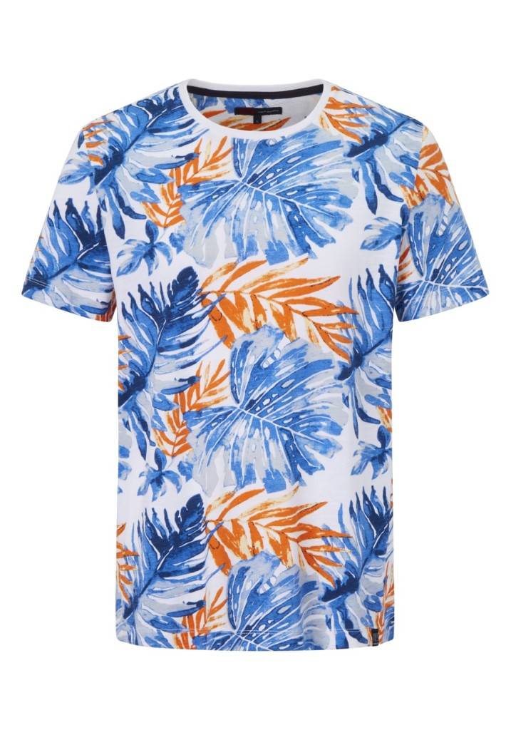 Paddocks round neck all over print normale Passform - white Kostenloser Versand