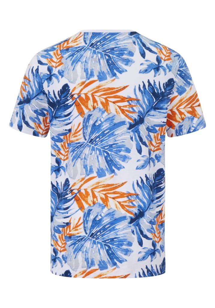 Paddocks round neck all over print normale Passform - white Kostenloser Versand