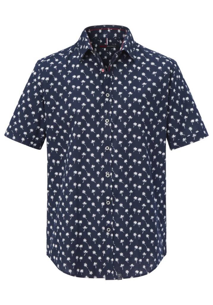 Paddocks Short sleeve shirt with all over palm print normale Passform - dark navy Fabrik Onlineshop