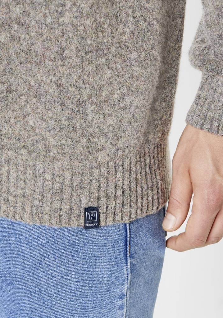 Paddocks Wool round neck normale Passform - taupe Fabrikpreis