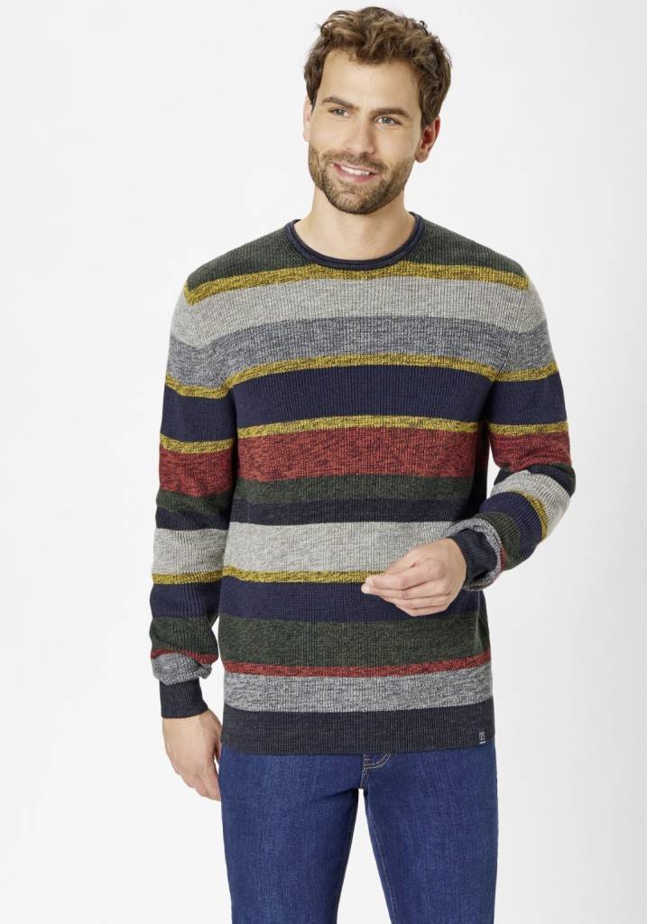 Paddocks Round neck melange stripe knit pullover normale Passform - multi color Rabatt