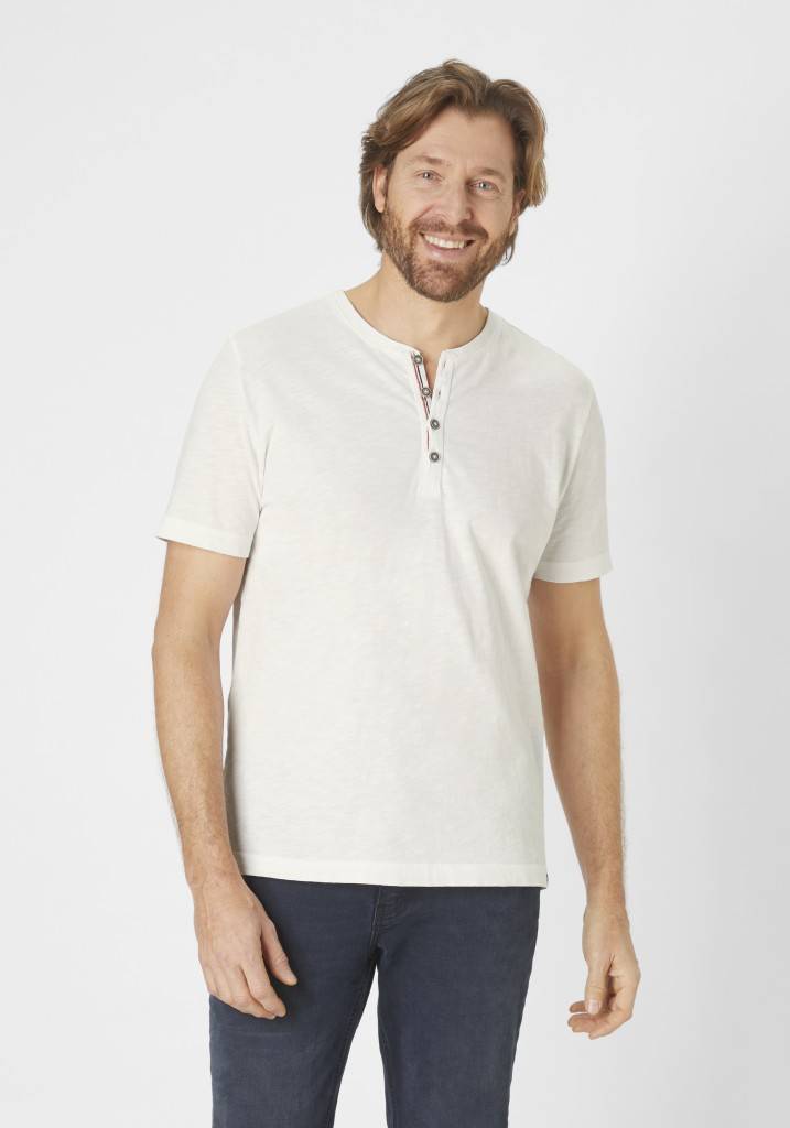 Paddocks Short sleeve henley shirt, single jersey normale Passform - off white Flash Sale
