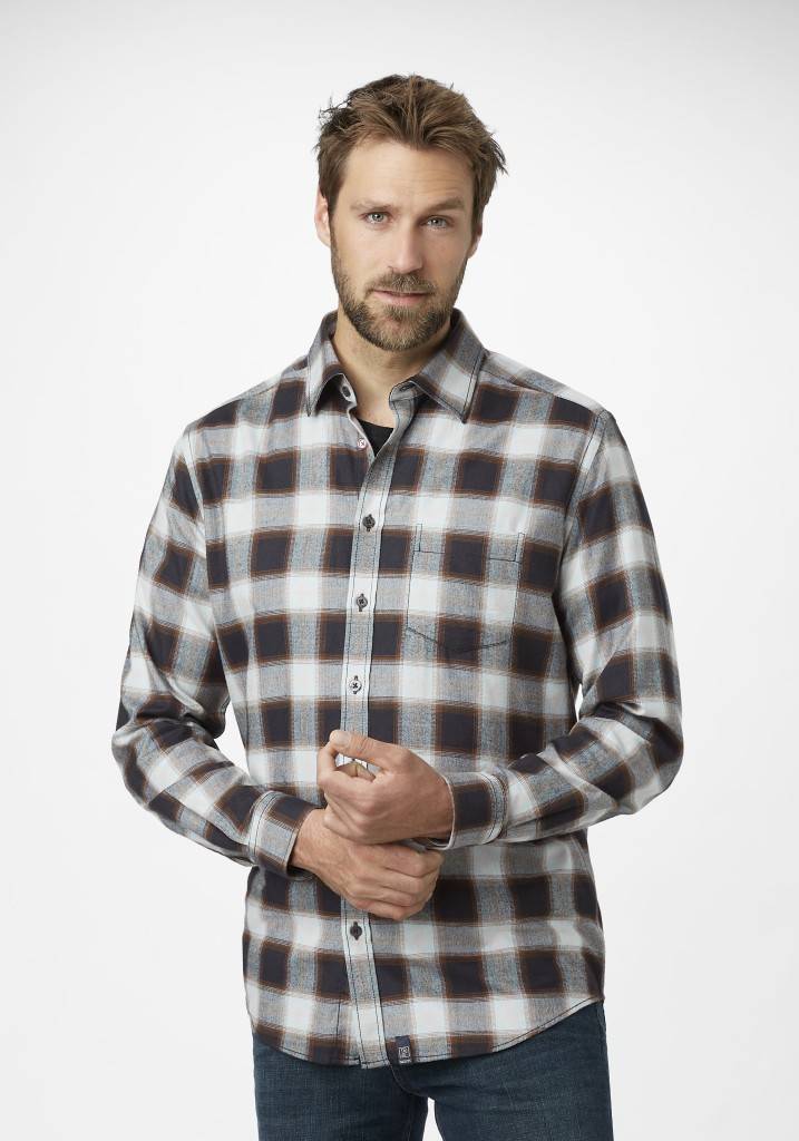 Paddocks Long sleeve herringbone check shirt with pocket normale Passform - night blue Begrenztes Angebot