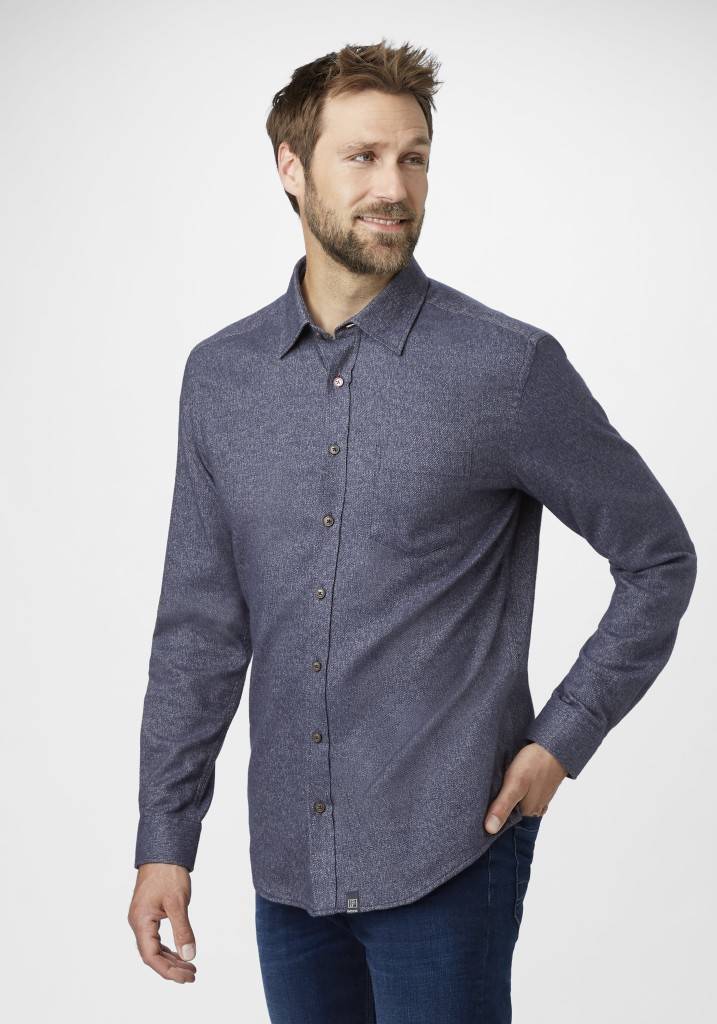 Paddocks Long sleeve shirt with pocket normale Passform - blue melange Online Shopping