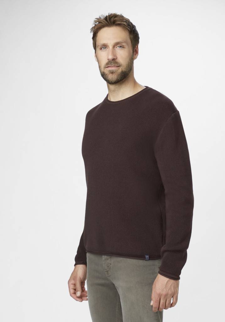 Paddocks Round neck melange knit pullover normale Passform - mocca Saisonschlussverkauf