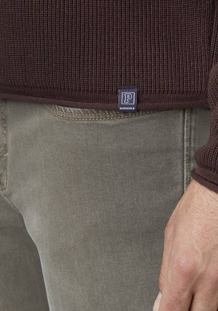 Paddocks Round neck melange knit pullover normale Passform - mocca Saisonschlussverkauf