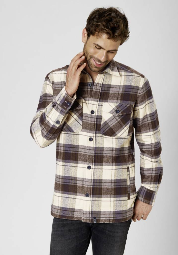 Paddocks flanell check overshirt with two pockets normale Passform - olive Osterangebot