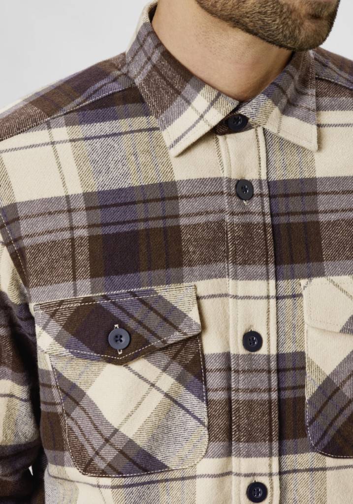 Paddocks flanell check overshirt with two pockets normale Passform - olive Osterangebot