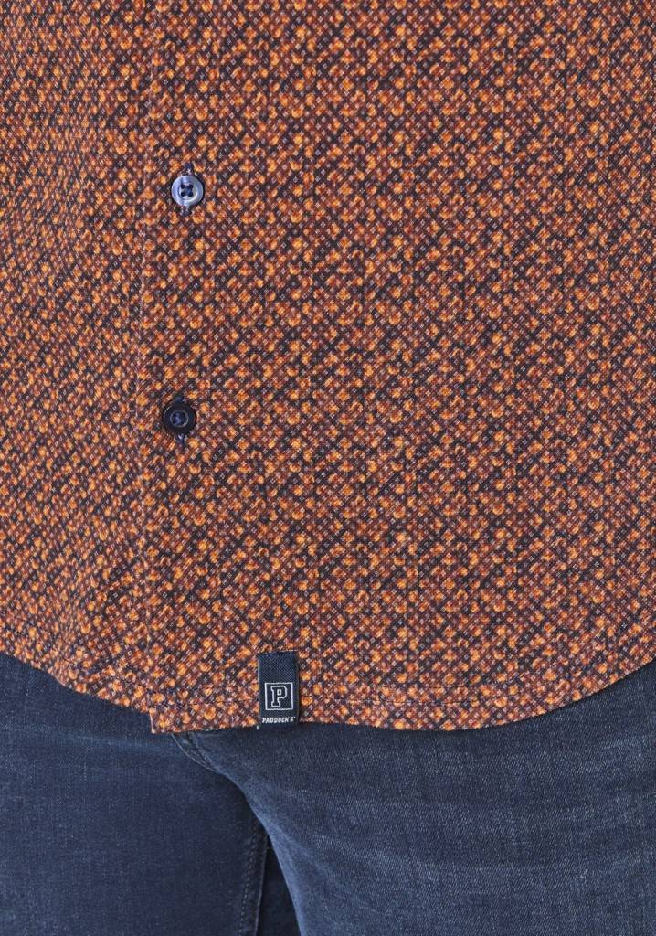 Paddocks button down jersey piquee with digital print shirt normale Passform - orange Muttertagsangebot