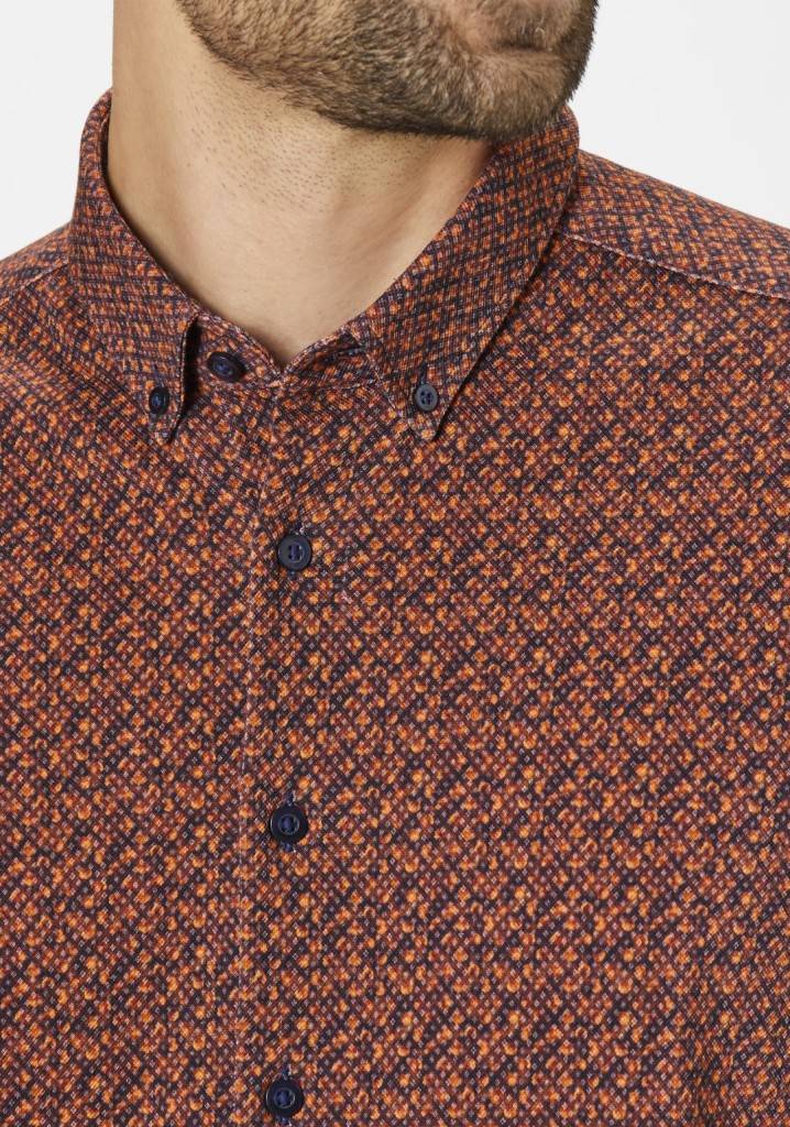 Paddocks button down jersey piquee with digital print shirt normale Passform - orange Muttertagsangebot