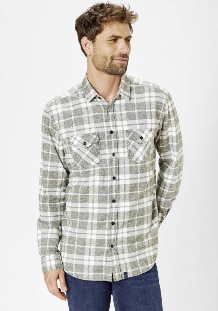Paddocks Flannel check shirt with 2 bust pockets normale Passform - green Vatertagsangebot