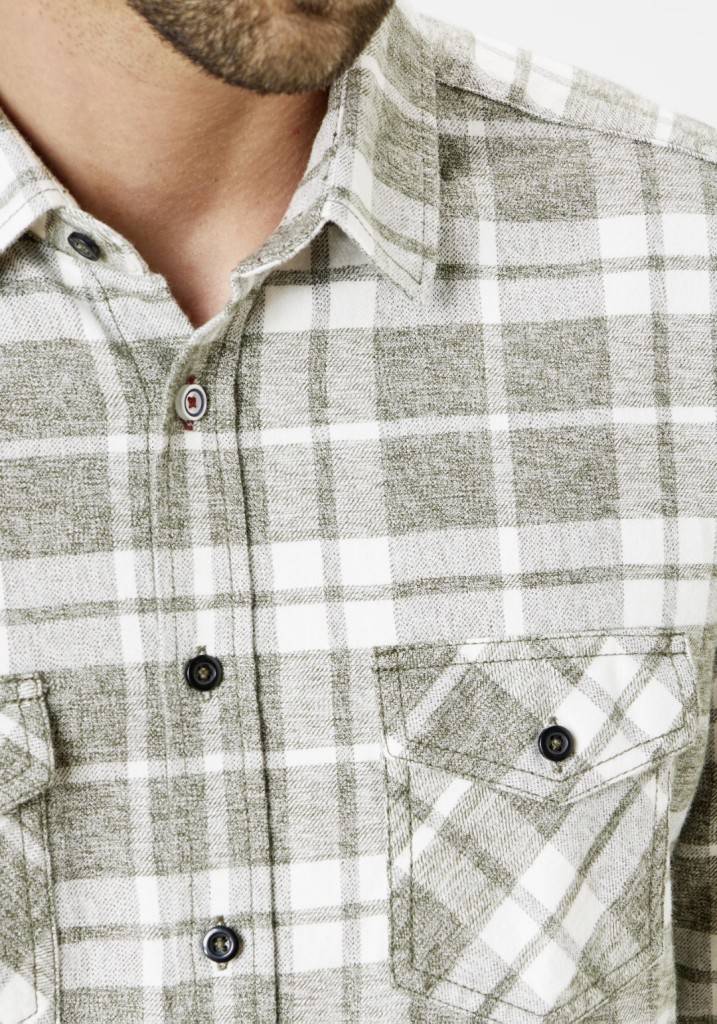 Paddocks Flannel check shirt with 2 bust pockets normale Passform - green Vatertagsangebot