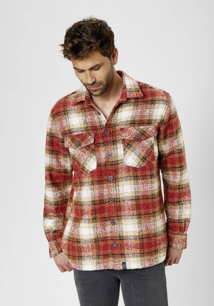 Paddocks Overshirt big check with 2 bust pockets normale Passform - Red Tiefpreis