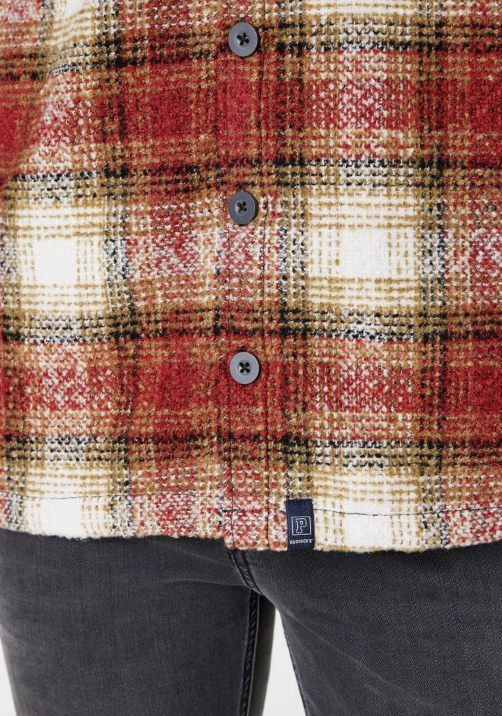 Paddocks Overshirt big check with 2 bust pockets normale Passform - Red Tiefpreis