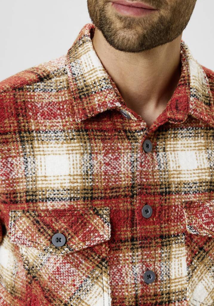 Paddocks Overshirt big check with 2 bust pockets normale Passform - Red Tiefpreis