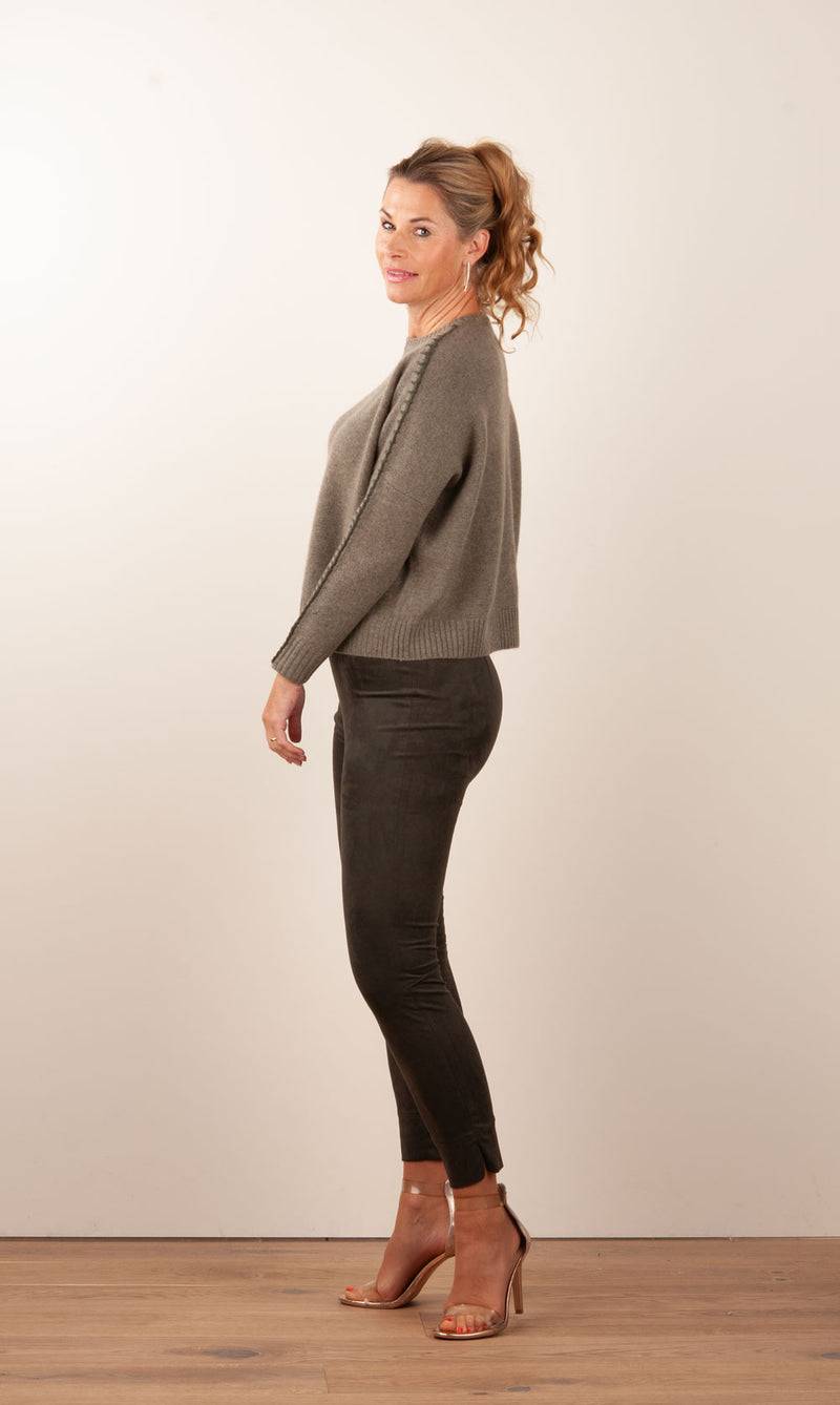 Seductive Velours Hose „Sabrina“ Dunkel Moosgrün Valentinstagsangebot