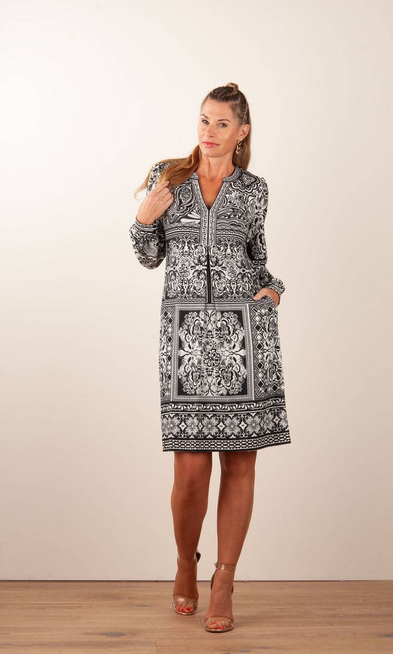 Hale Bob Kleid Schwarz | Weiß Blitzangebot