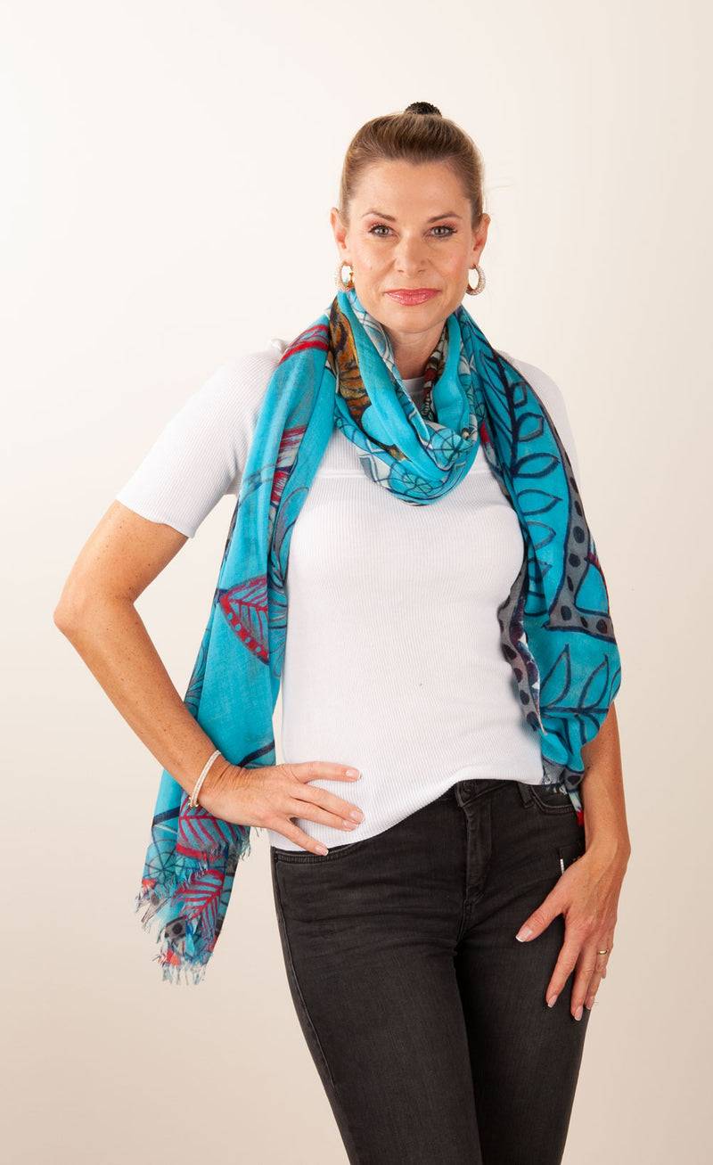 Simone Bruns Schal „Tiger“ Türkis | Multicolor Black Friday Preise