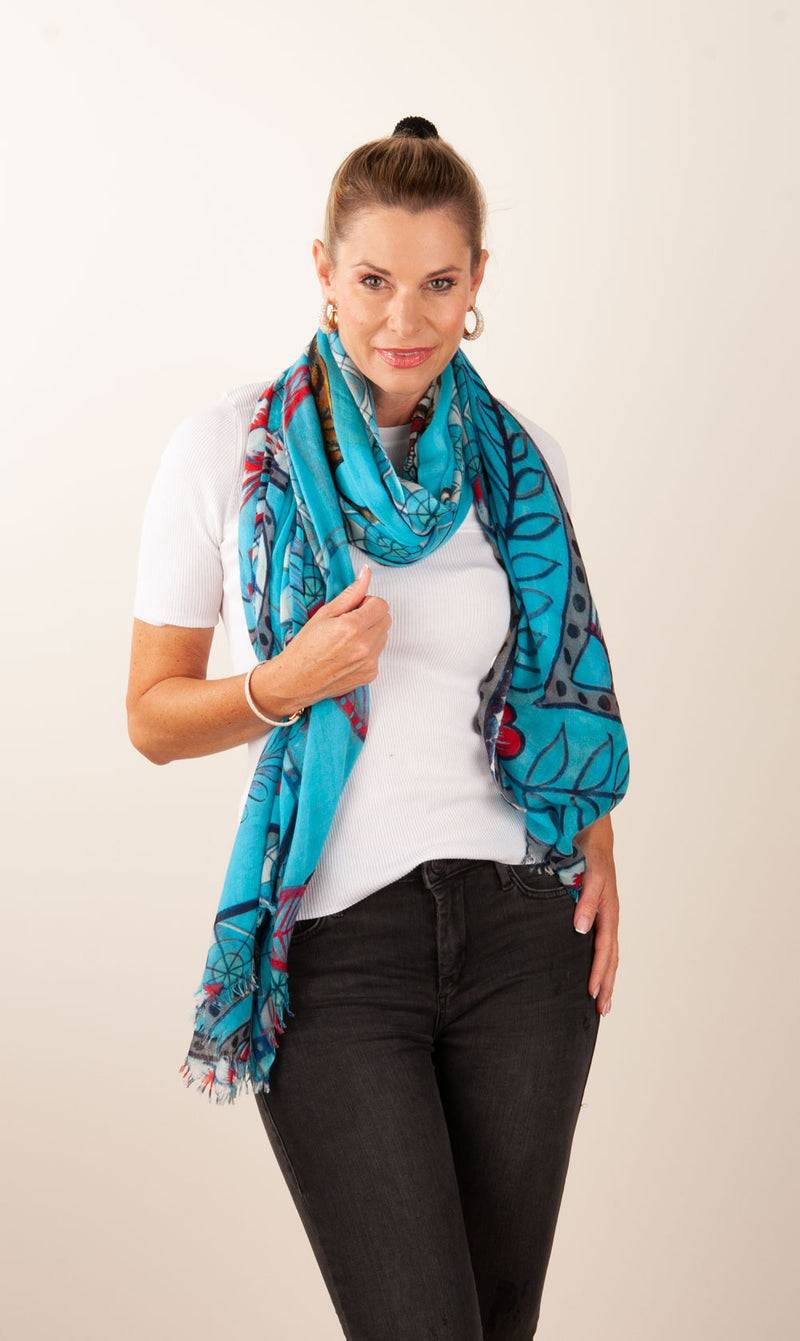 Simone Bruns Schal „Tiger“ Türkis | Multicolor Black Friday Preise