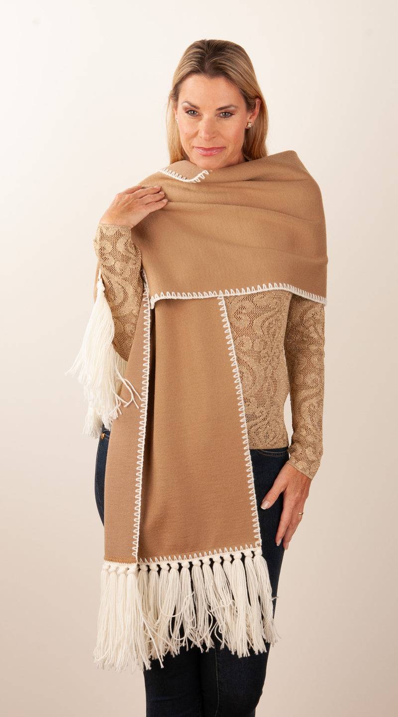 Luisa Spagnoli Schal Camel | Weiß 2025