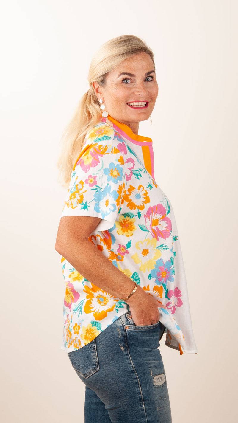 Herzensangelegenheit Blusenshirt Weiß | Pink | Orange | Multicolor Auslauf