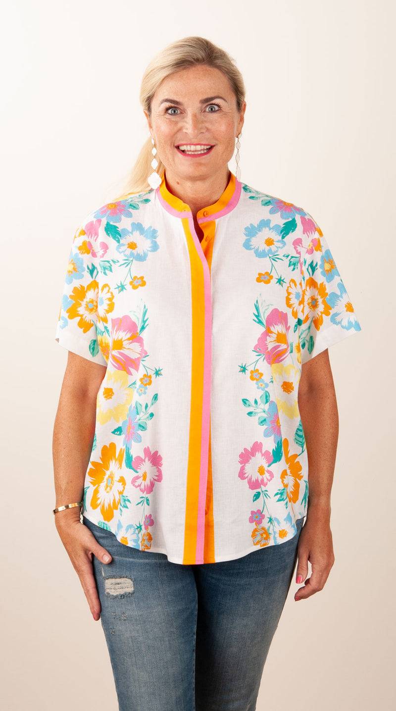 Herzensangelegenheit Blusenshirt Weiß | Pink | Orange | Multicolor Auslauf