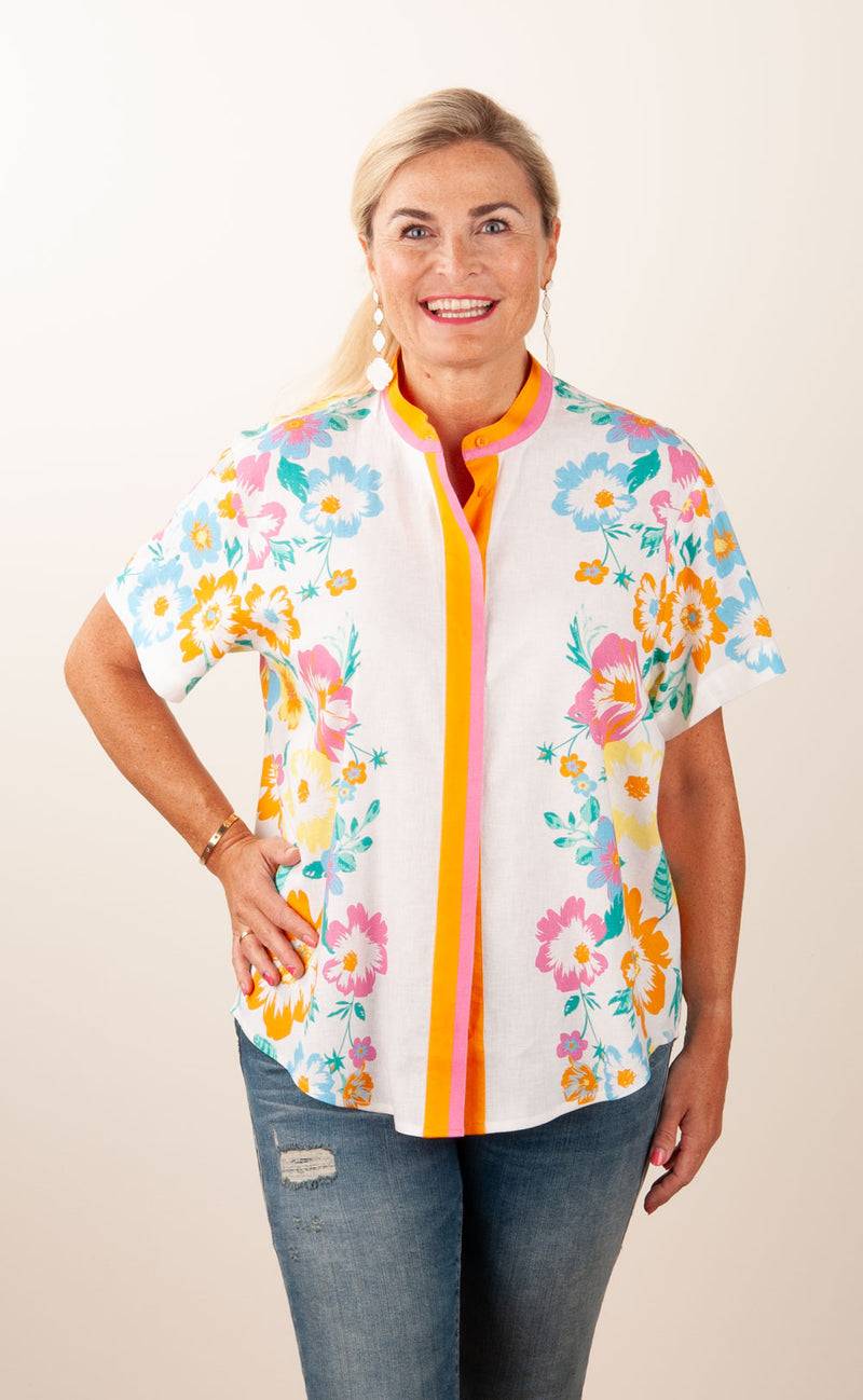 Herzensangelegenheit Blusenshirt Weiß | Pink | Orange | Multicolor Auslauf