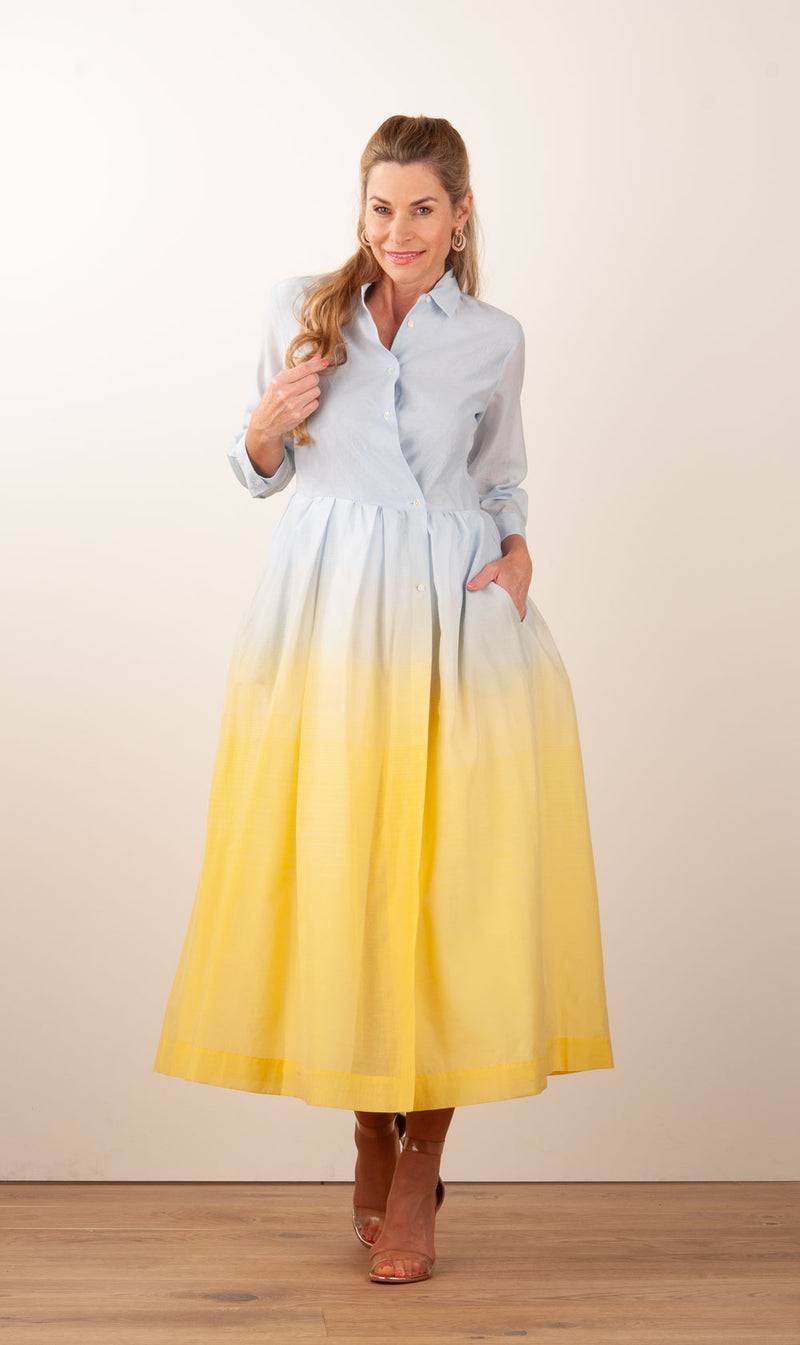 Sara Roka Kleid Hellblau | Gelb | Multicolor