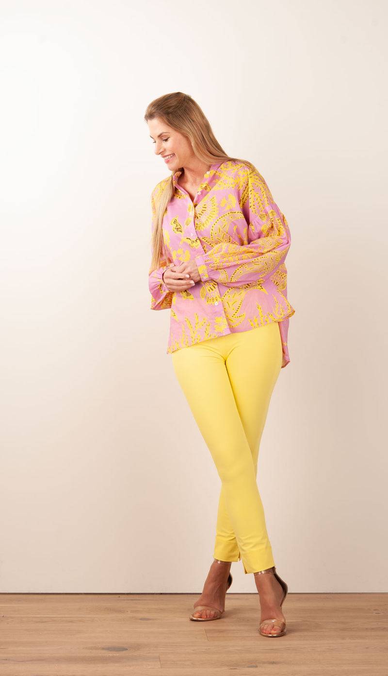 IVI Collection Blusenshirt Rosa | Gelb Black Friday