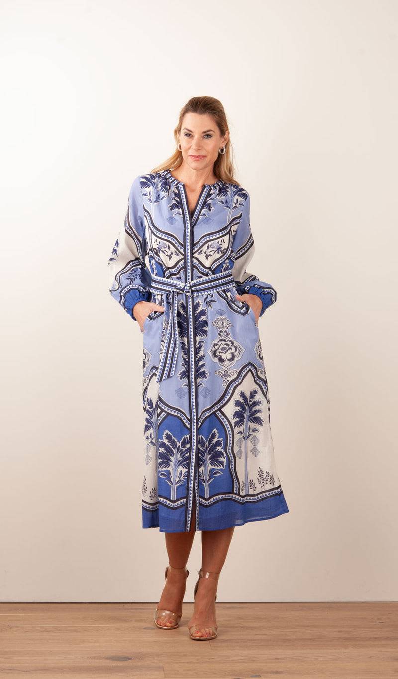IVI Collection Kleid Creme | Blau Weihnachtsangebot