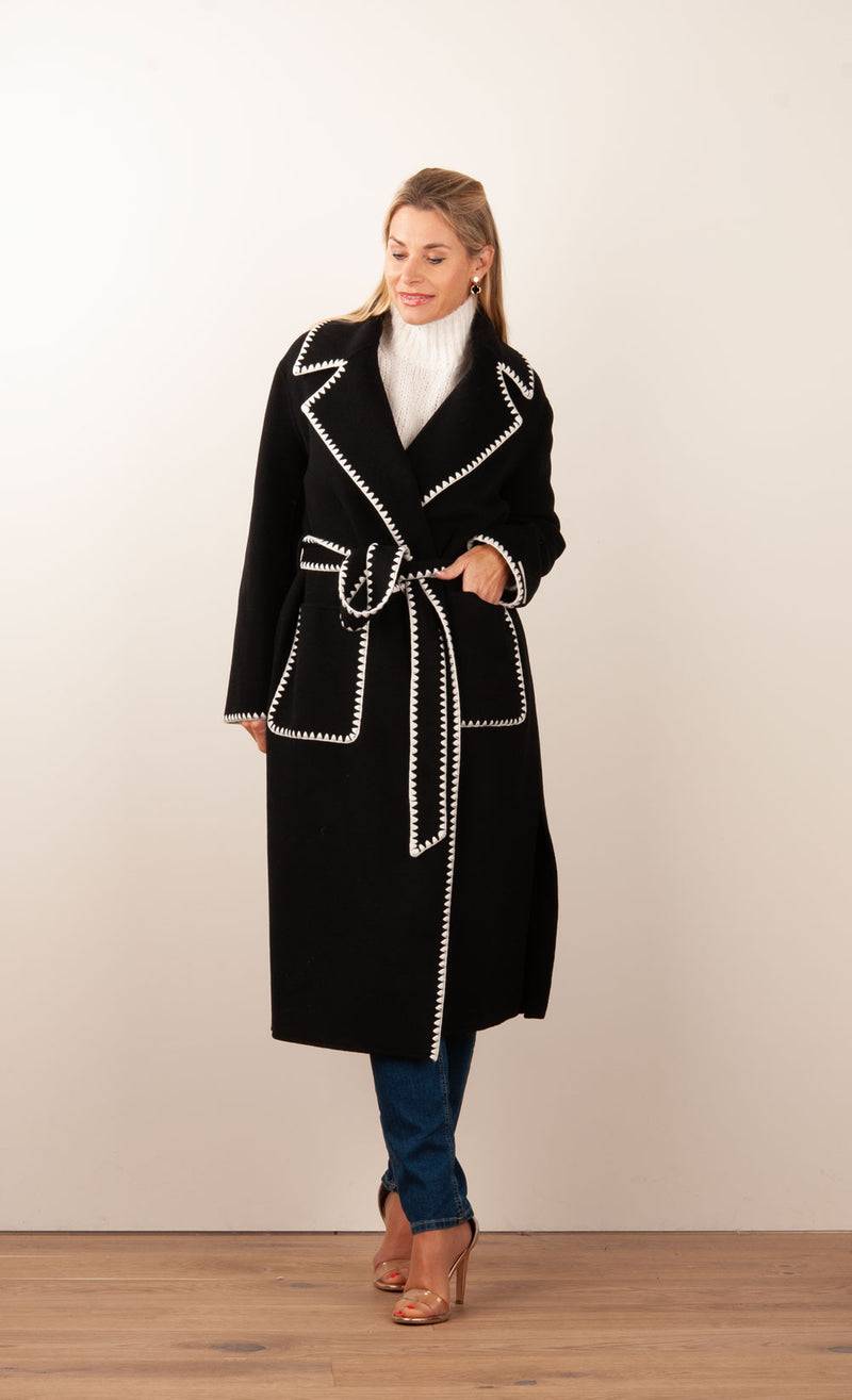 VITTORIA Mantel Schwarz | Weiß Sonderangebot der Fabrik