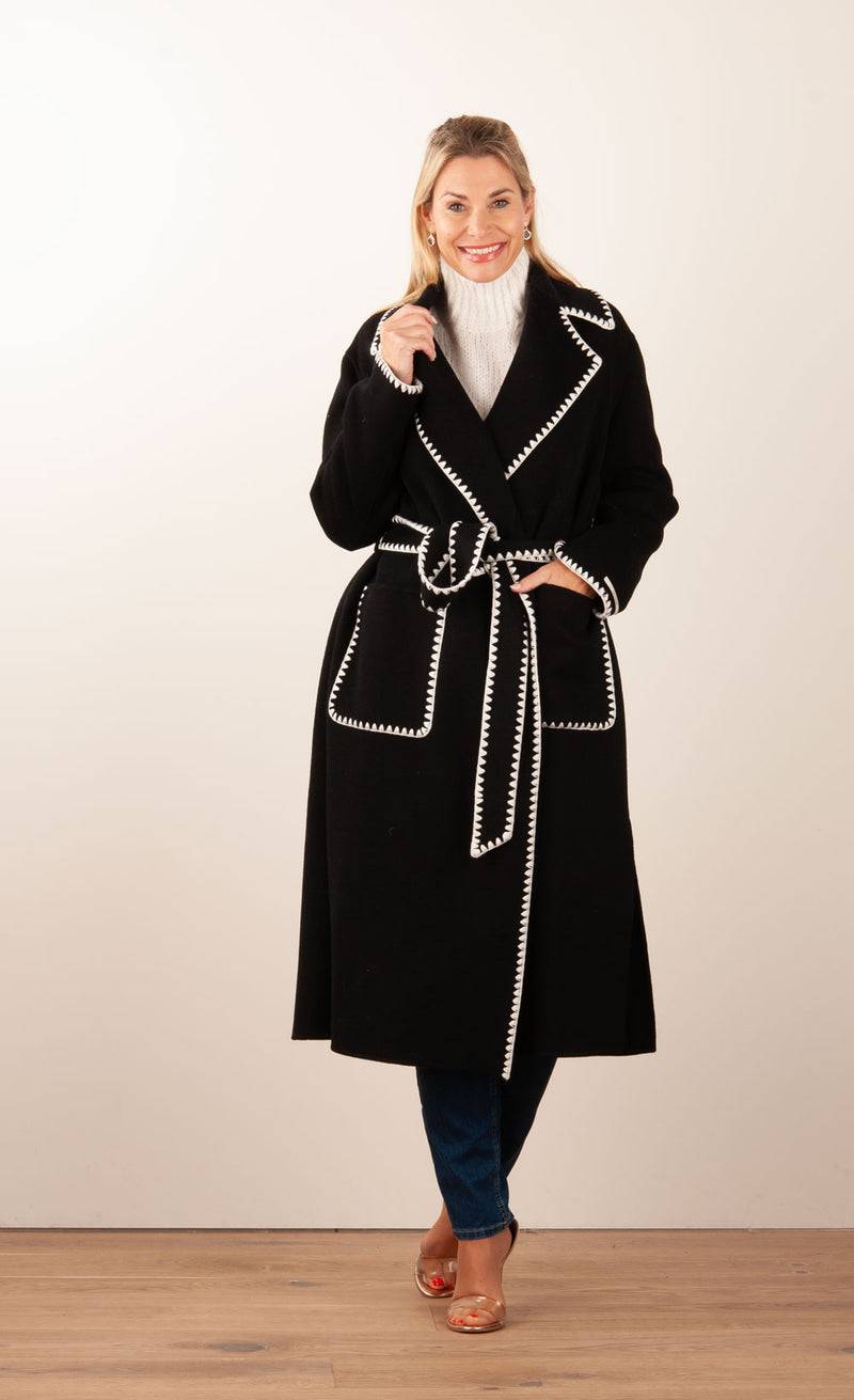 VITTORIA Mantel Schwarz | Weiß Sonderangebot der Fabrik